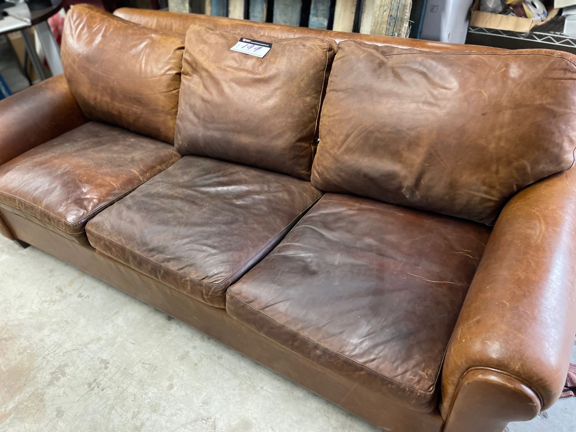 3 SEATER RAWHIDE LEATHER SOFA - Image 5 of 6