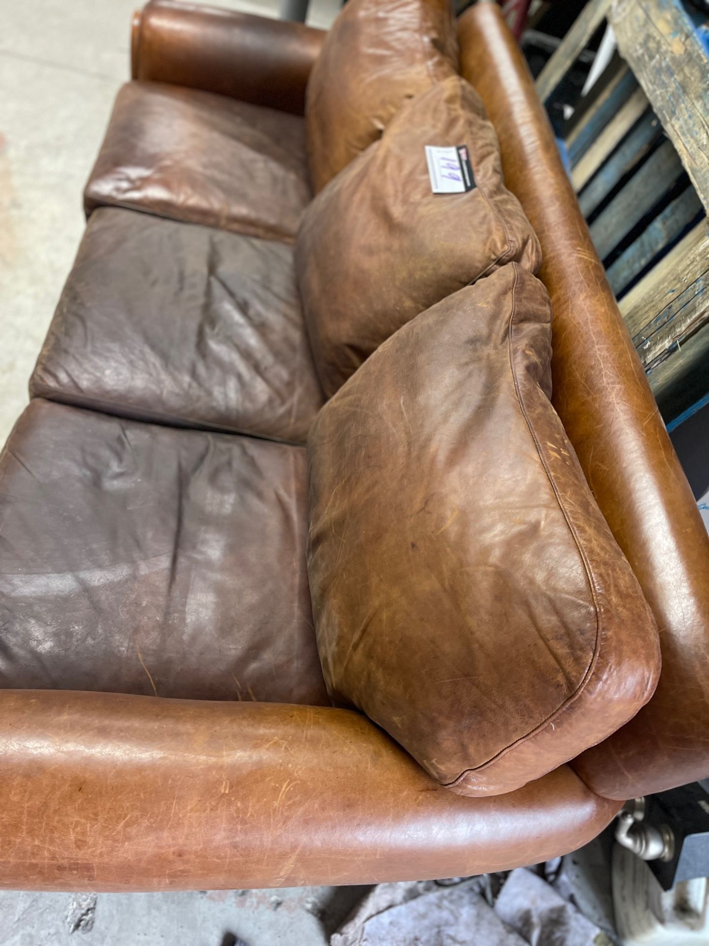 3 SEATER RAWHIDE LEATHER SOFA - Image 3 of 6