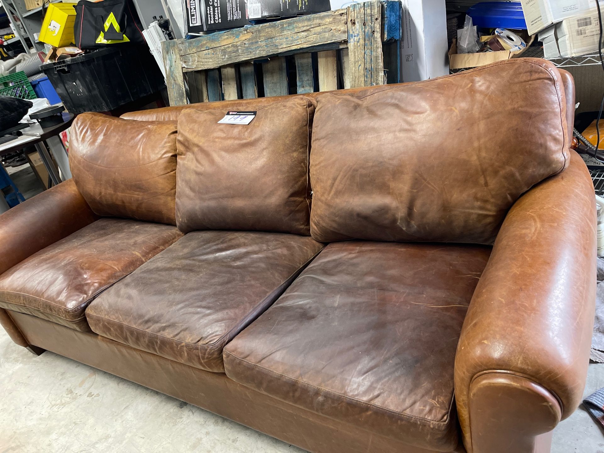 3 SEATER RAWHIDE LEATHER SOFA - Image 2 of 6