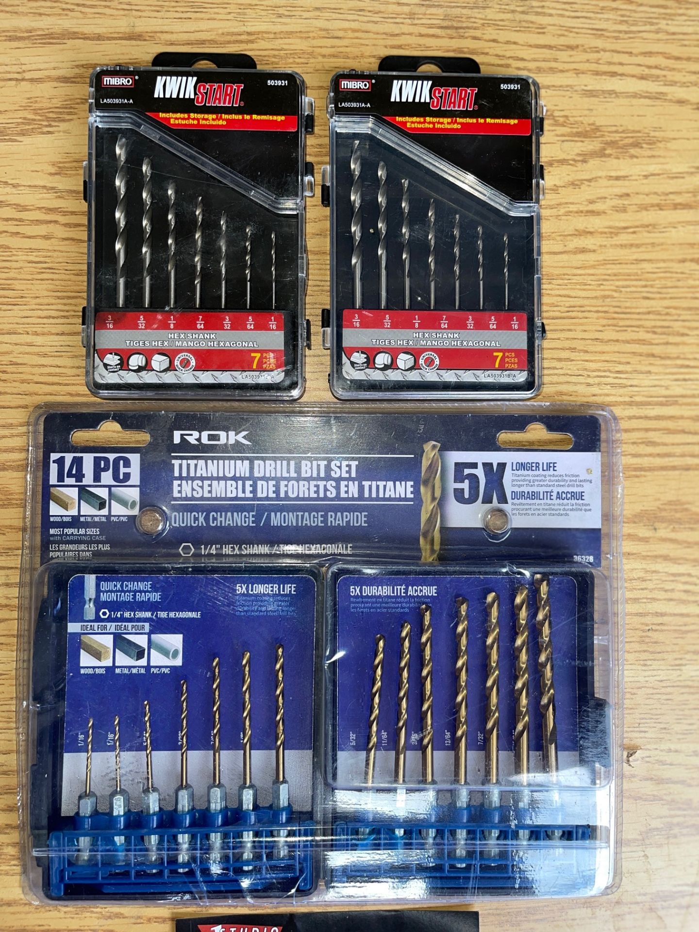 LOT/(ROK)14 PC DRILL SET & (KWIK START)HEX SHANK, 7 PC, QTY 2