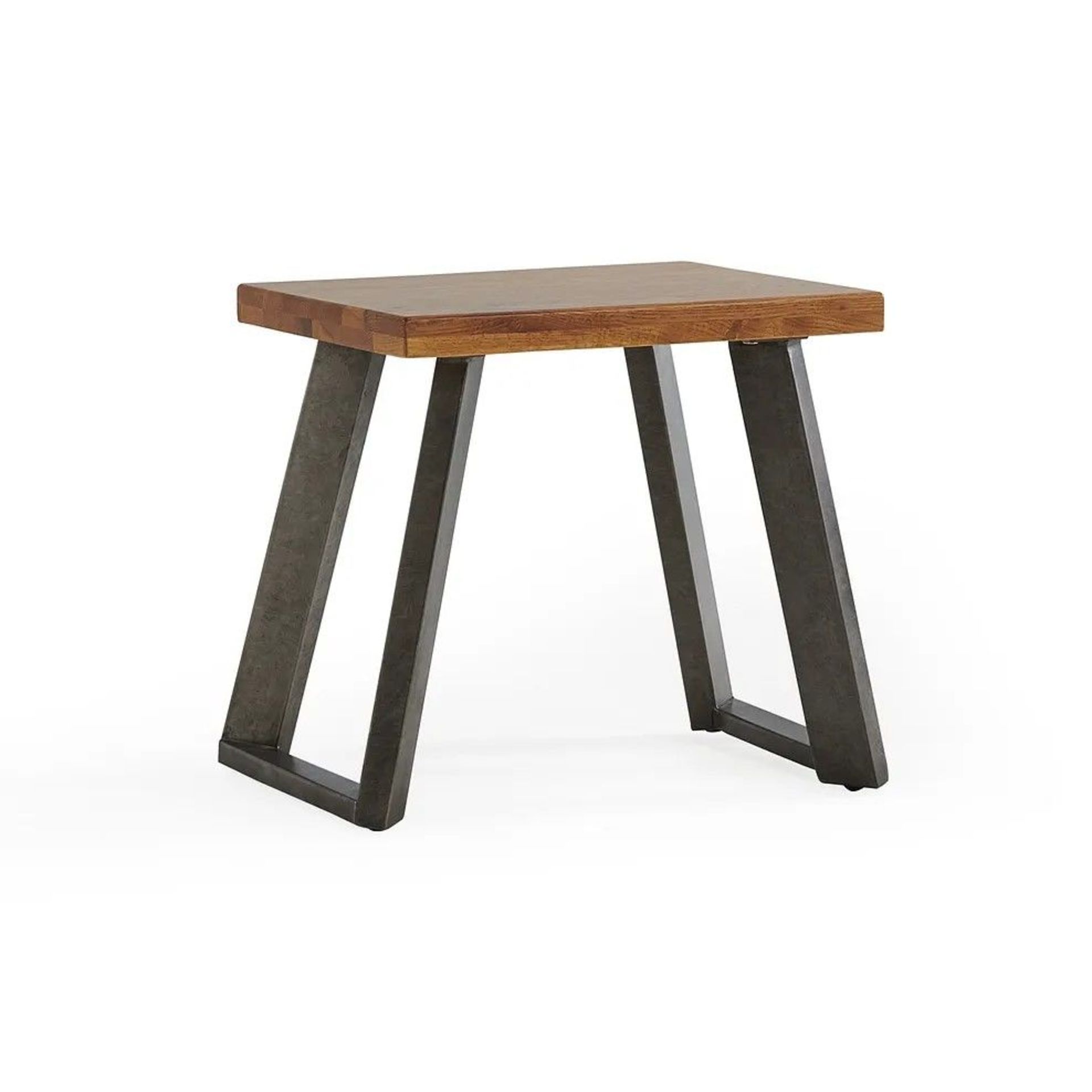 4 X NEW BOXED Cantelever Rustic Solid Oak & Metal Stool. RRP £130 EACH, TOTAL RRP £520. ( - Image 2 of 2