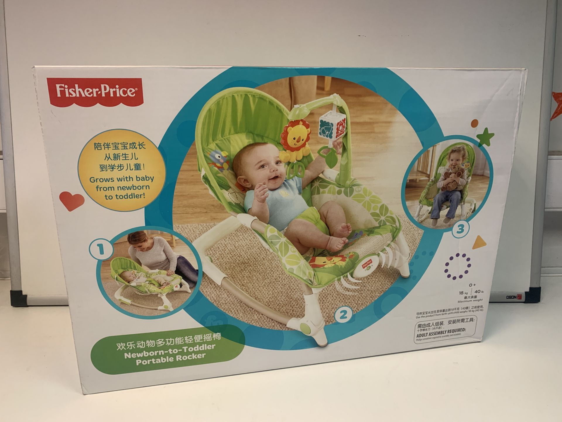 NEW BOXED FISHER PRICE NEWBORN TO TODDLER PORTABLE ROCKER (ROW5)