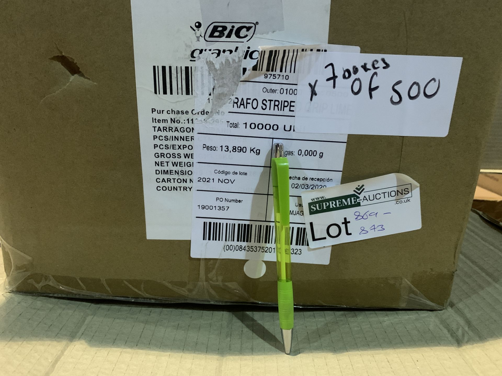 1000 X BRAND NEW BIC GRAPHIC LIME COLOURED POP TOP PENS R17C