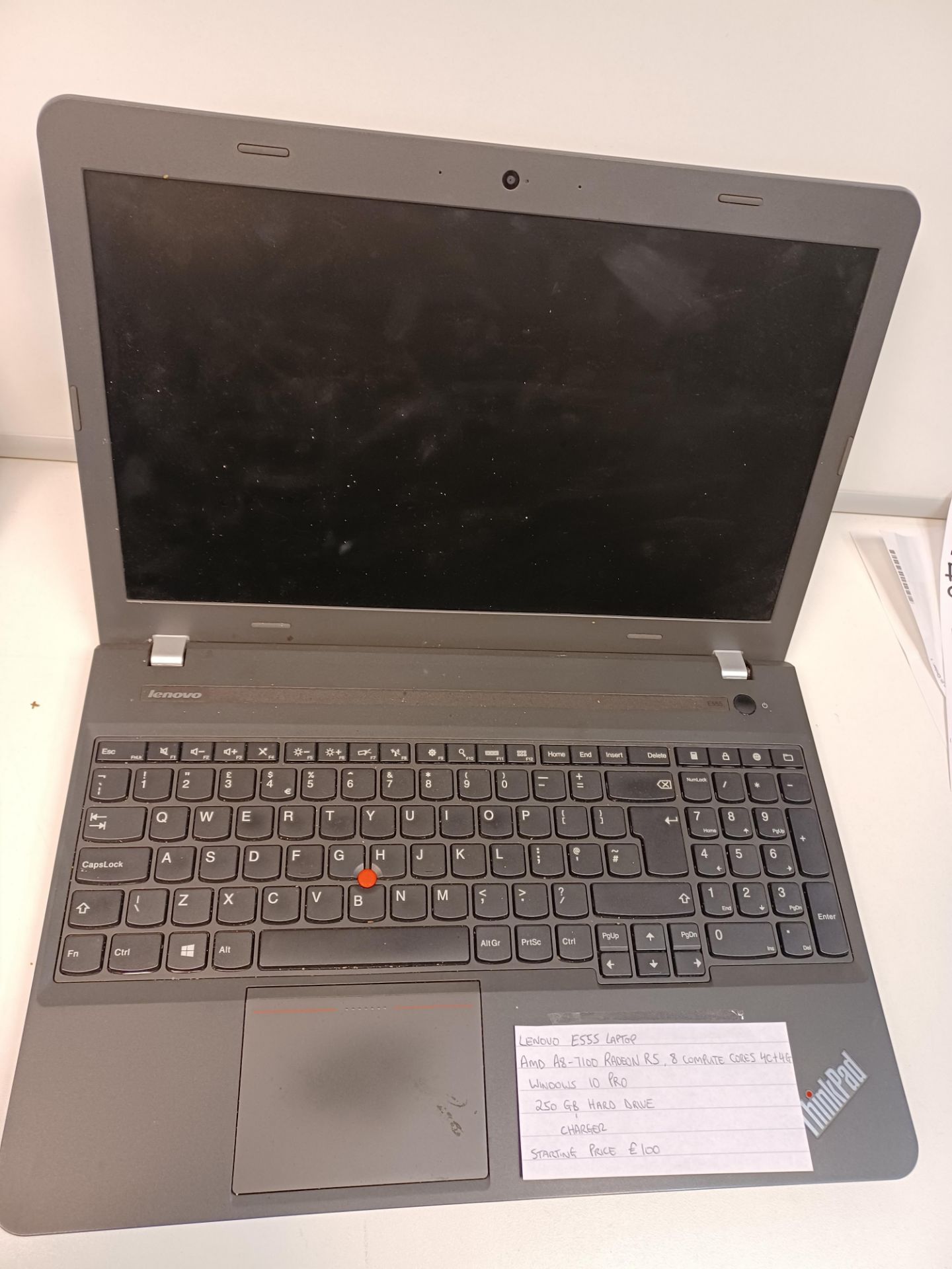 LENOVO E555 LAPTOP, AMD A8-7100 RADEON R5, 8 COMPUTE CORES 4C+4G, WINDOWS 10 PRO, 250 GB HARD DRIVE,