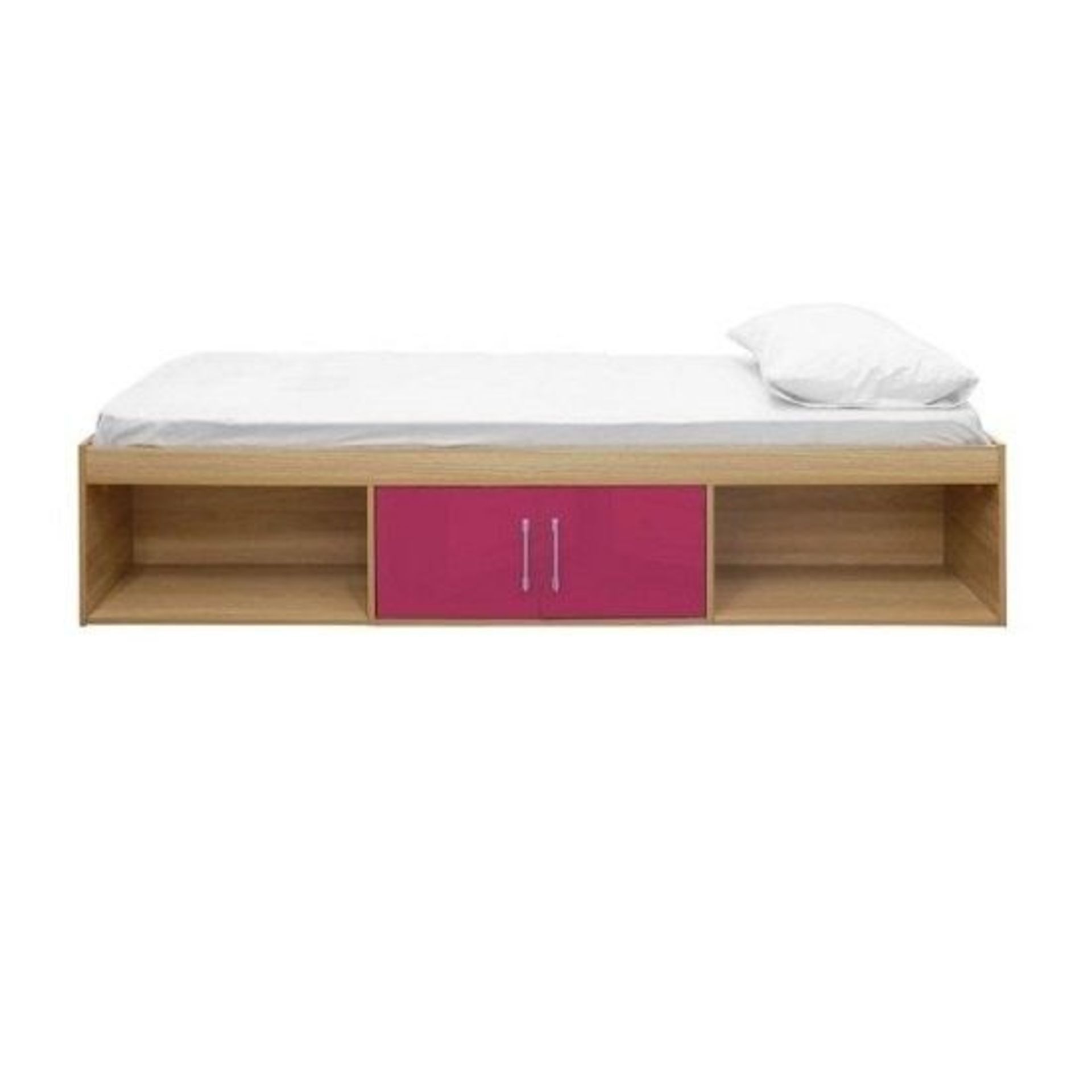 PALLET TO CONTAIN 4 X NEW BOXED Dakota Wooden Single Cabin Bed In High Gloss Pink And Matt Oak.