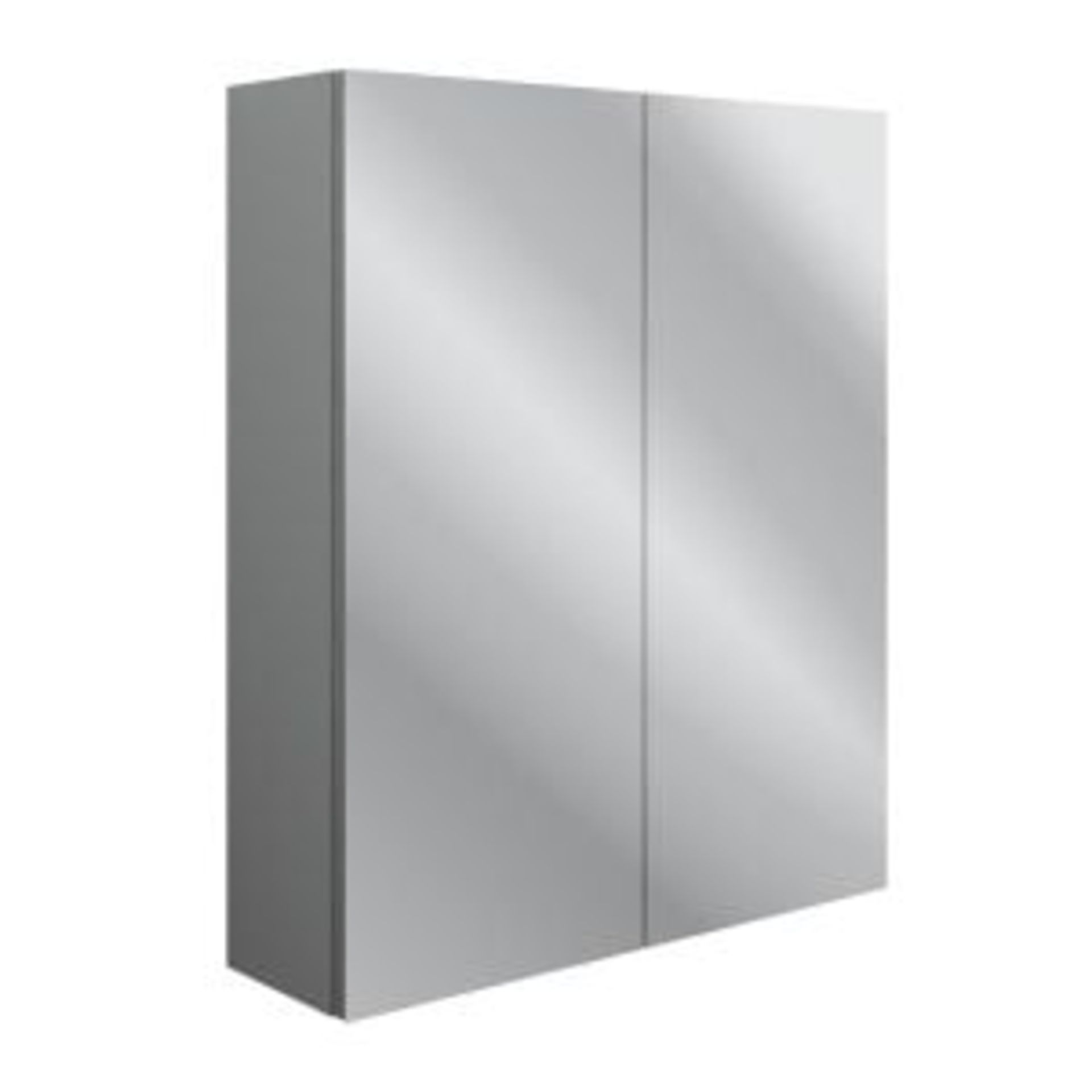 New (ZZ21) Benita Grey Ash Mirrored Cabinet 600mm. RRP £295.00. 2 Door Manufactured from MFC