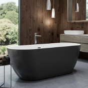 New (ZZ1) 1655x740mm Round Double Ended Black Freestanding Bath. RRP £2,337.Elegant, Contemporary