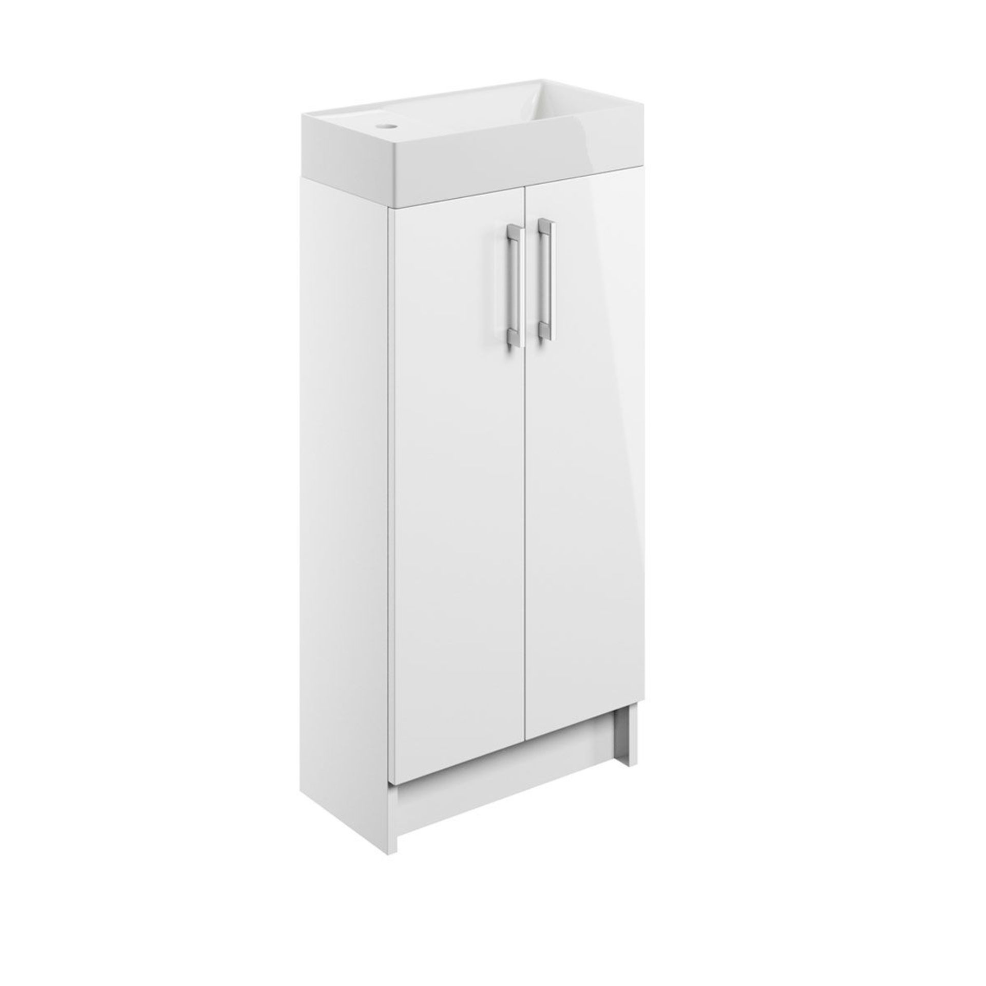 New (ZZ39) Volta 400mm Floor Standing Cloakroom. RRP £214.99. Volta 400mm 2 Door Vanity Unit Inc.