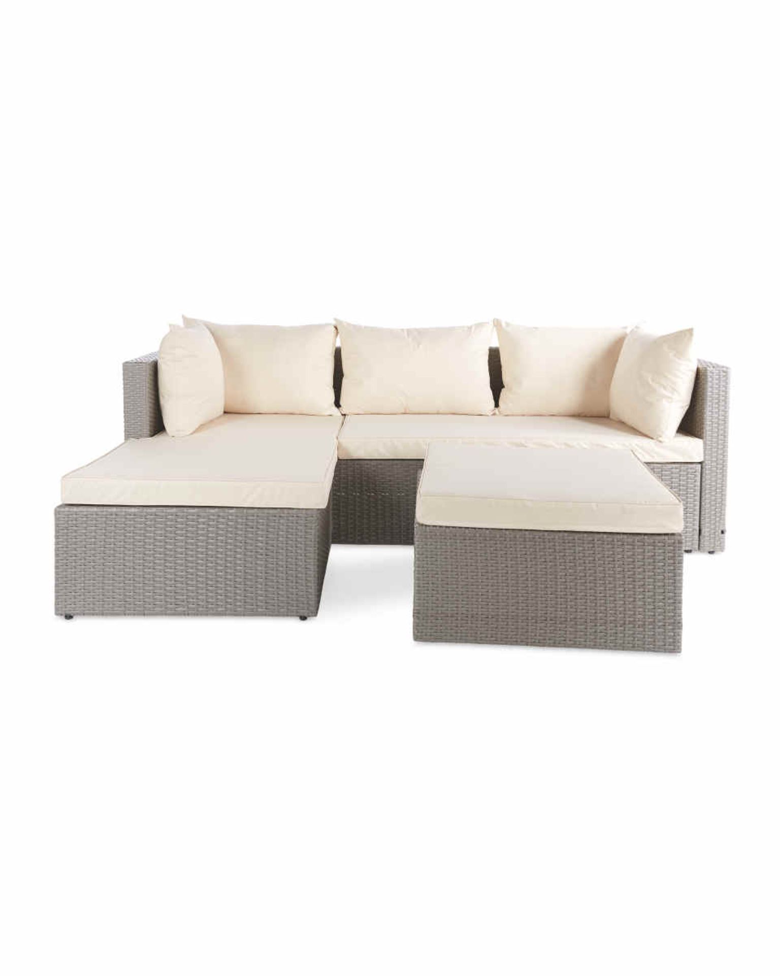 (2109832) Cream/Grey Rattan Sofa With Cover - Image 2 of 2