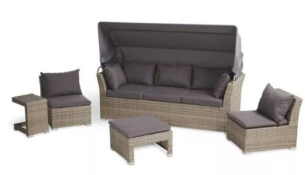 (2117163) Rattan Effect Sofa Set with Canopy