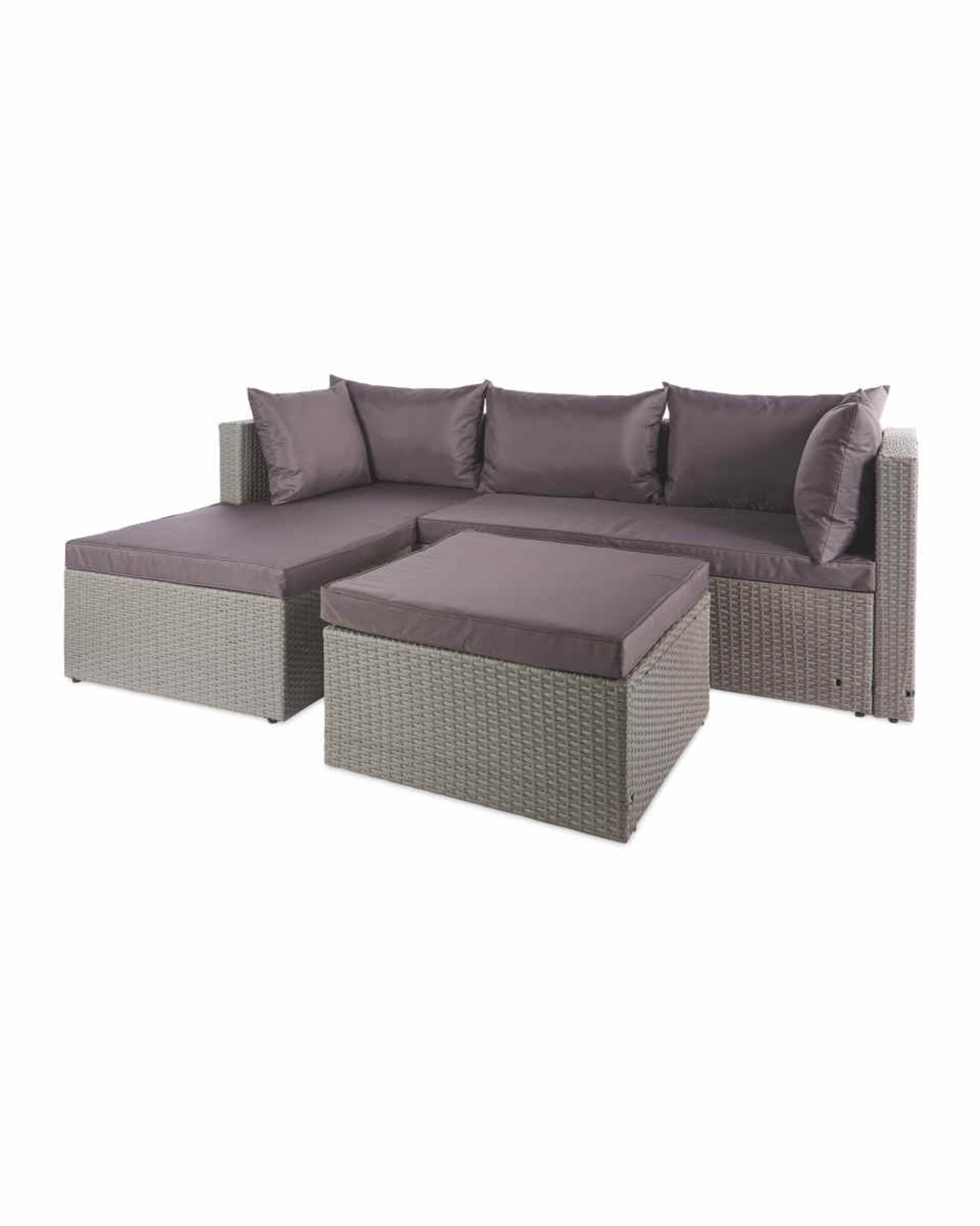(2118322) Grey Rattan Sofa With Cover