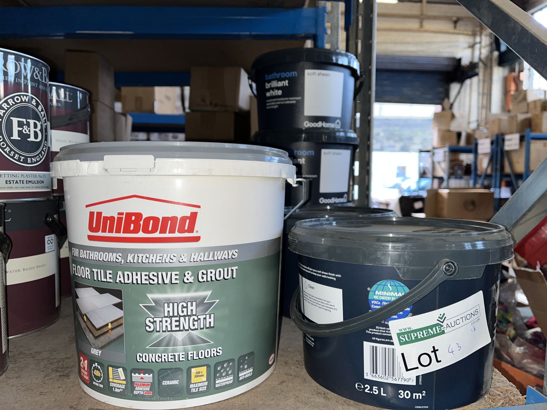 7 PIECE MIXED LOT INCLUDING UNIBOND FLOOR TILE ADHESIVE AND GROUT 7.3KG AND GOODHOME SOFT SHEEN