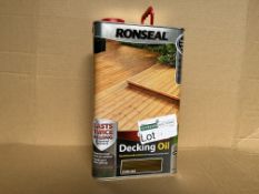 6 X BRAND NEW RONSEAL ULTIMATE PROTECTION DECKING OIL DARK OAK 5 LITRE RRP £55 PER TUB S1-36