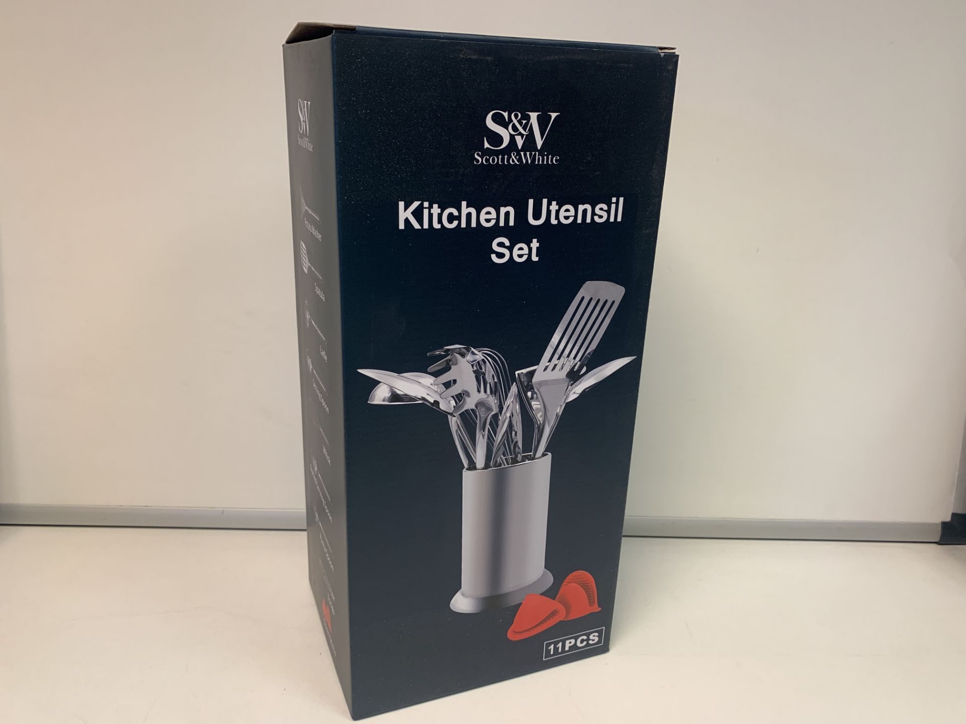 4 X NEW BOXED SCOTT & WHITE 11 PIECE KITCHEN UTENSIL SETS. RRP £59.99 EACH. STAINLESS STEEL,