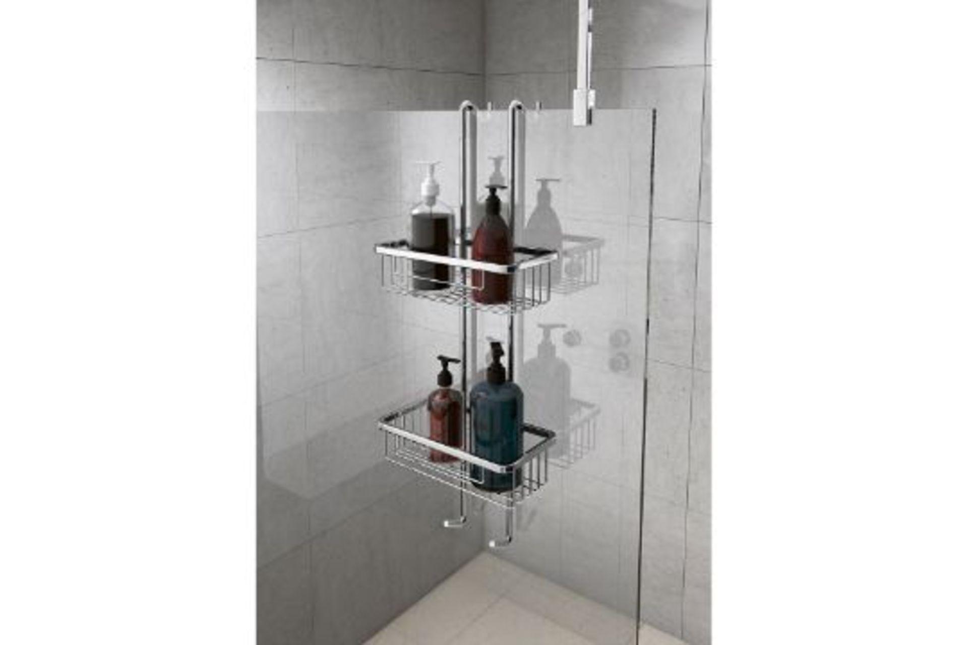 BRAND NEW CHROME DOUBLE WIRE RECTANGULAR SHOWER TIDY RRP £249