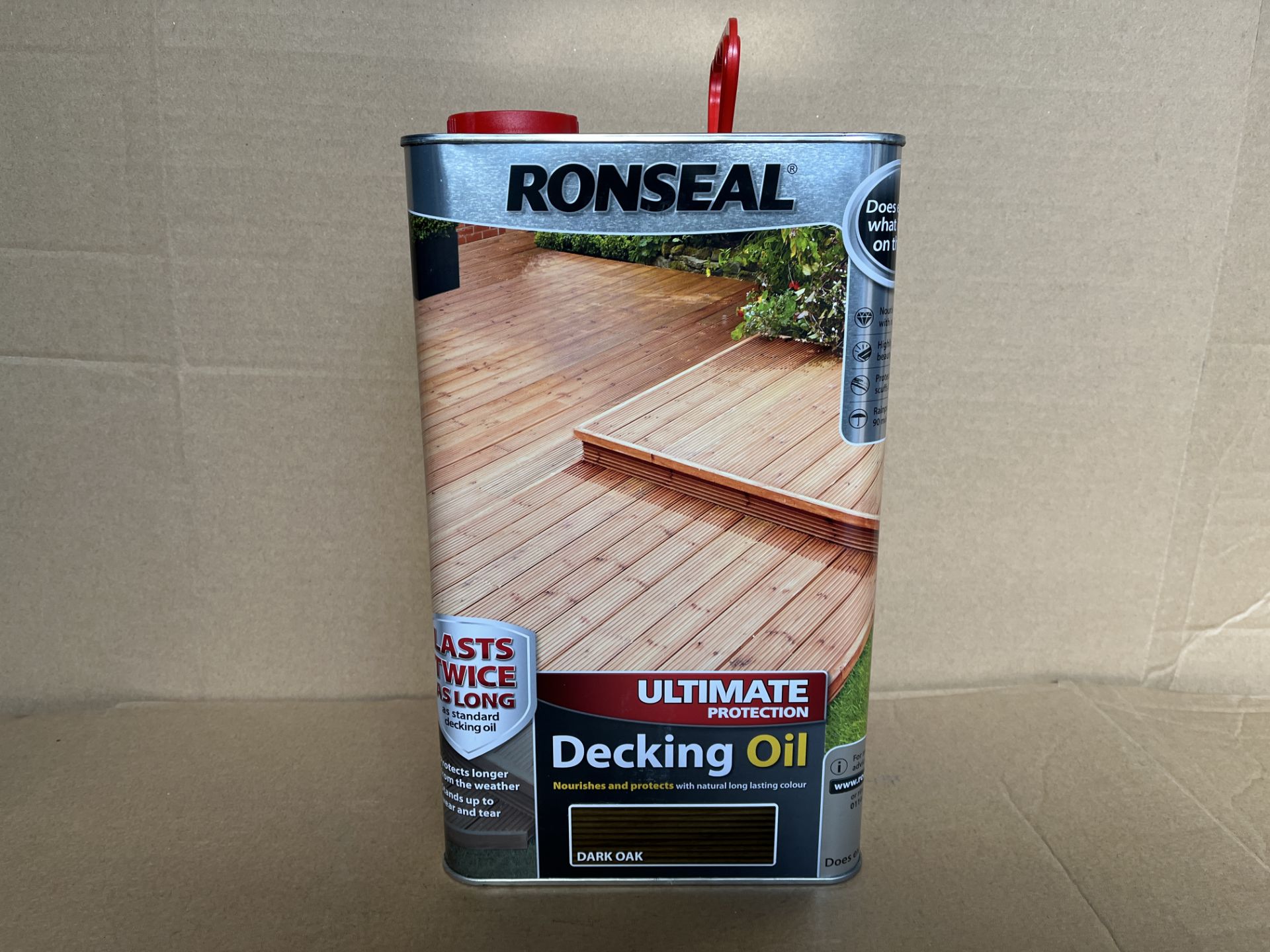 6 X BRAND NEW RONSEAL ULTIMATE PROTECTION DECKING OIL DARK OAK 5 LITRE RRP £55 EACH S1-12