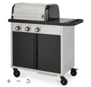 NEW BOXED - Rockwell 310 3 burner Gas Black Barbecue. With dishwasher safe grills, integrated