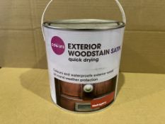 6 X BRAND NEW COLOURS MAHONGANY SATIN DOOR AND WINDOWS WOOD STAIN 2.5L RRP £34 EACH