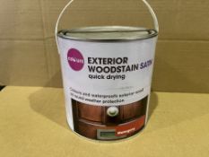 6 X BRAND NEW COLOURS MAHONGANY SATIN DOOR AND WINDOWS WOOD STAIN 2.5L RRP £34 EACH