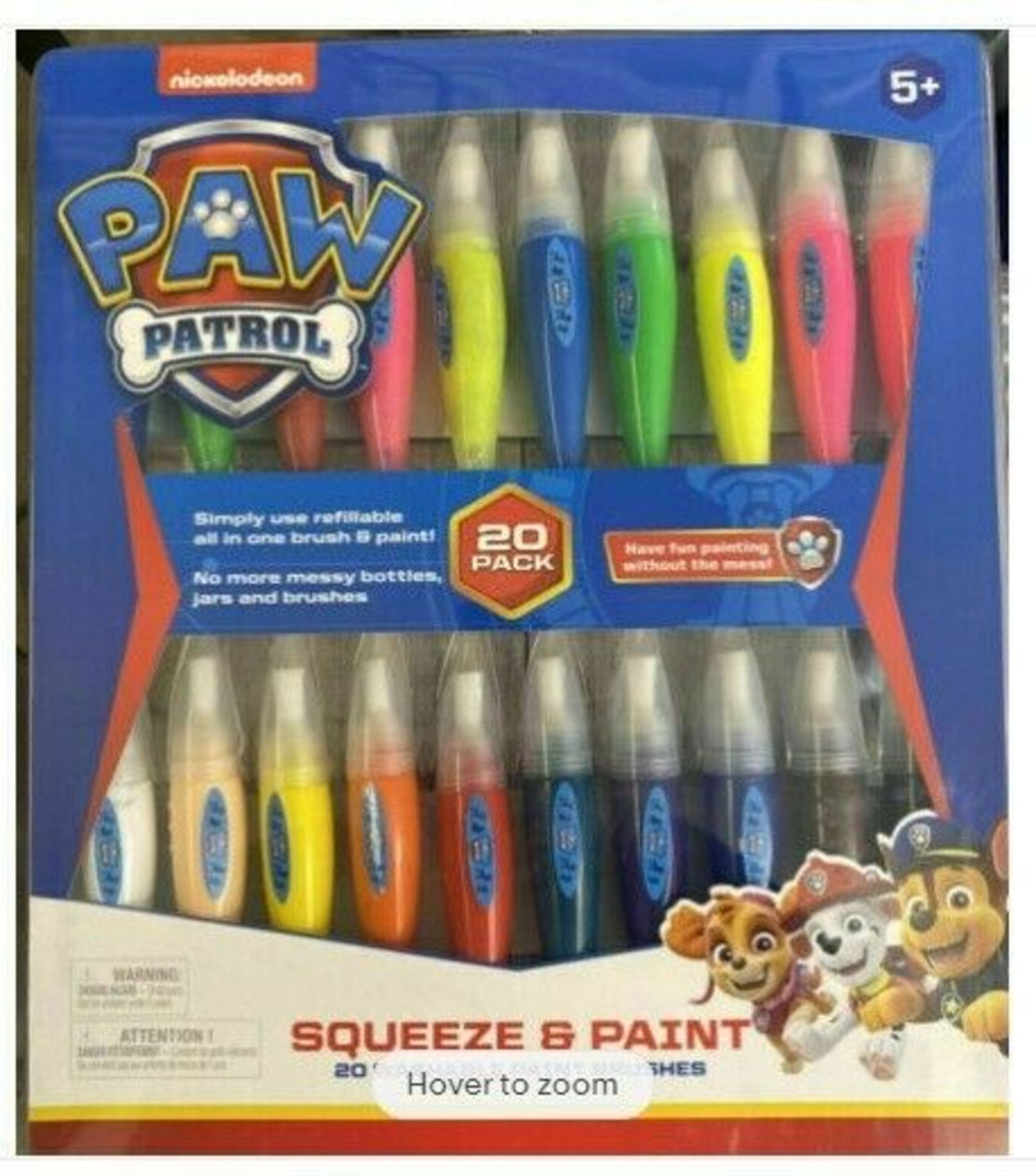 10 X PACKS OF 20 NICKELODEON PAW PATROL SQUEEZE & PAINT WASHABLE PAINT BRUSH SETS (ROW5)