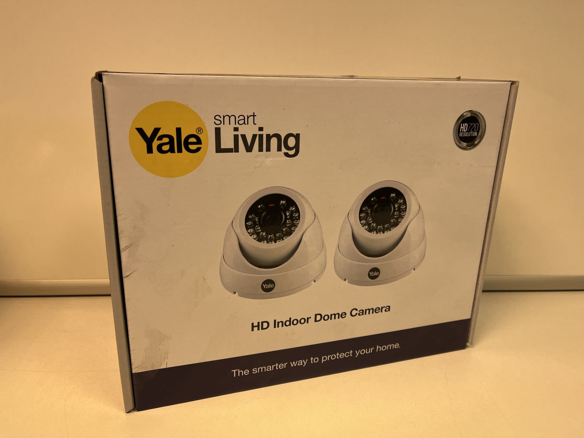 2 X NEW BOXED SETS OF 2 YALE SMART LIVING HD DOME CAMERAS. HD720 RESOLUTION WITH IR NIGHT VISION (