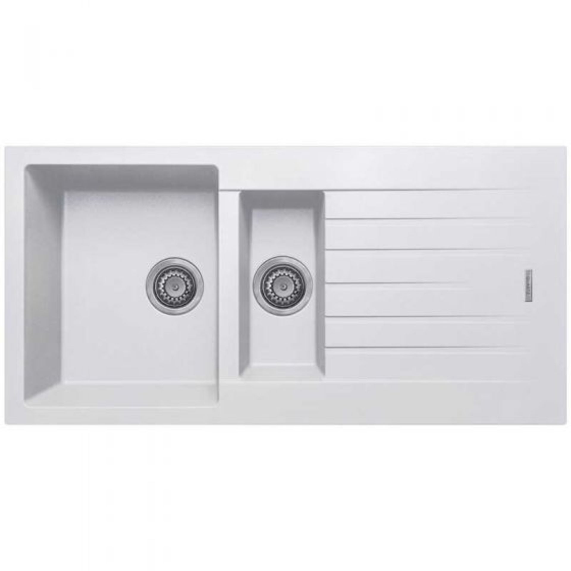 (B15d) New Prima+ Granite 1.5B & Drainer Inset Kitchen Sink - White - CPR315. RRP £272.00.