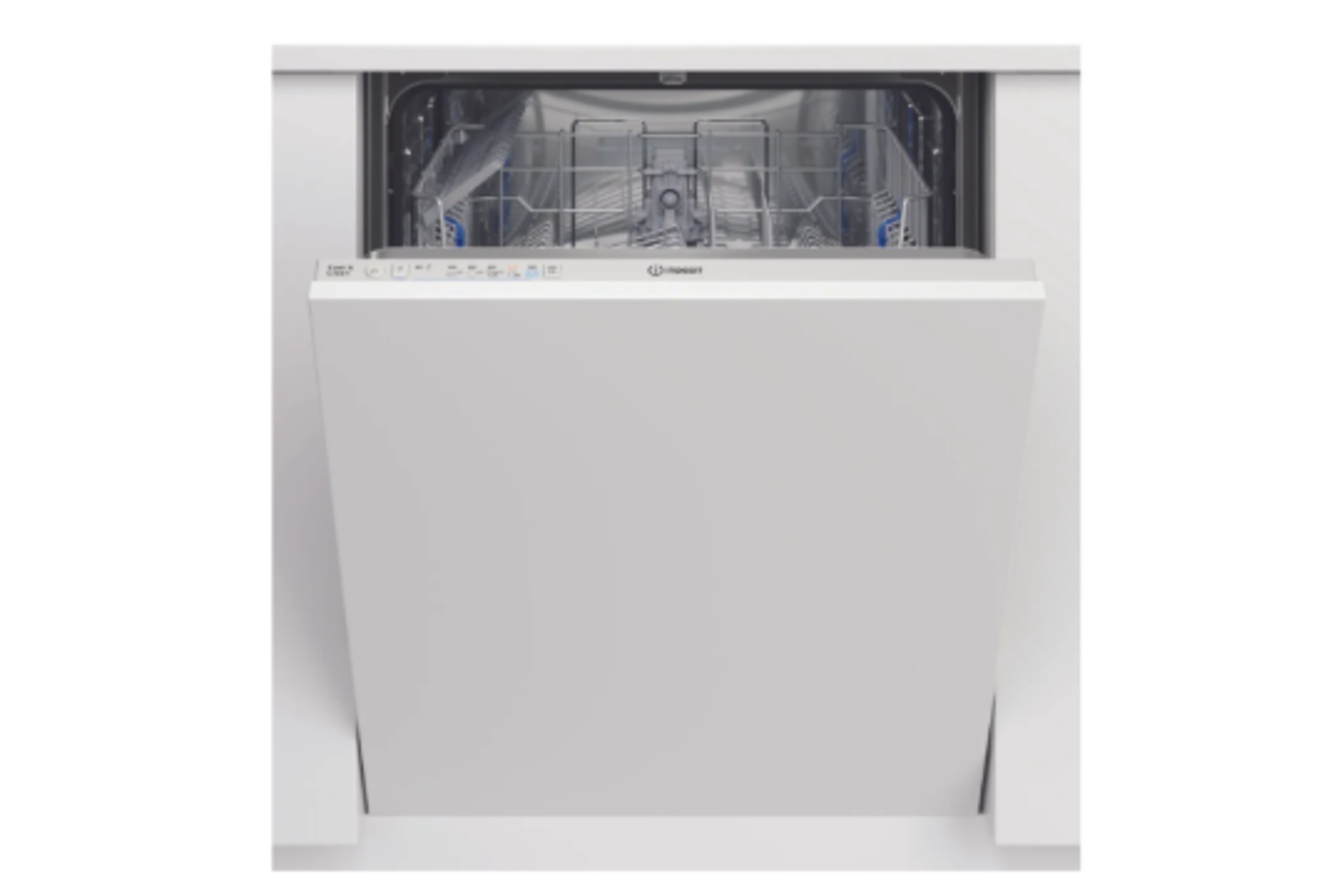 New Indesit DIE2B19UK Fully Integrated Standard Dishwasher - White Control Panel with Fixed Door