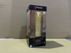 12 X BRAND NEW 23CM GOLD LED CANDLES WITH DANCING FLAMES WITH BRUSHED FINISH R15