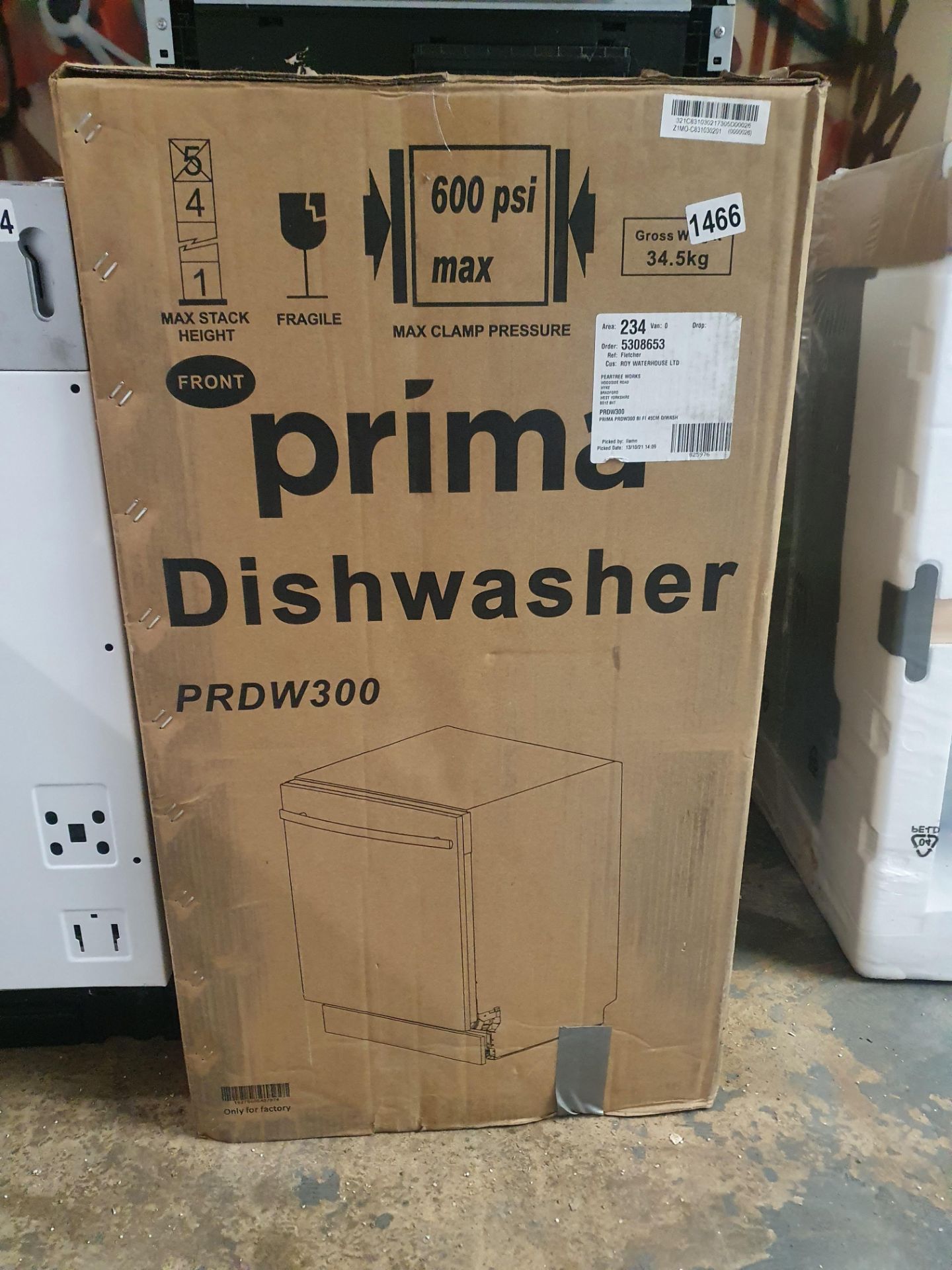 Prima PRDW300 Slimline 45cm 10 Places Integrated Dishwasher White RRP £320