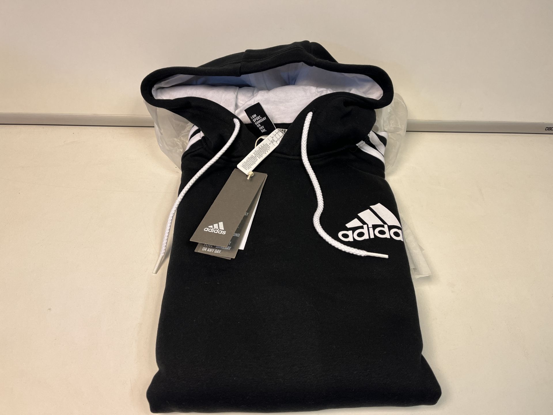 5 X BRAND NEW ADIDAS MENS 3 STRIPES LOGO OVER THE HEAD CASUAL HOODIES LOUNGEWEAR BLACK SIZE SMALL