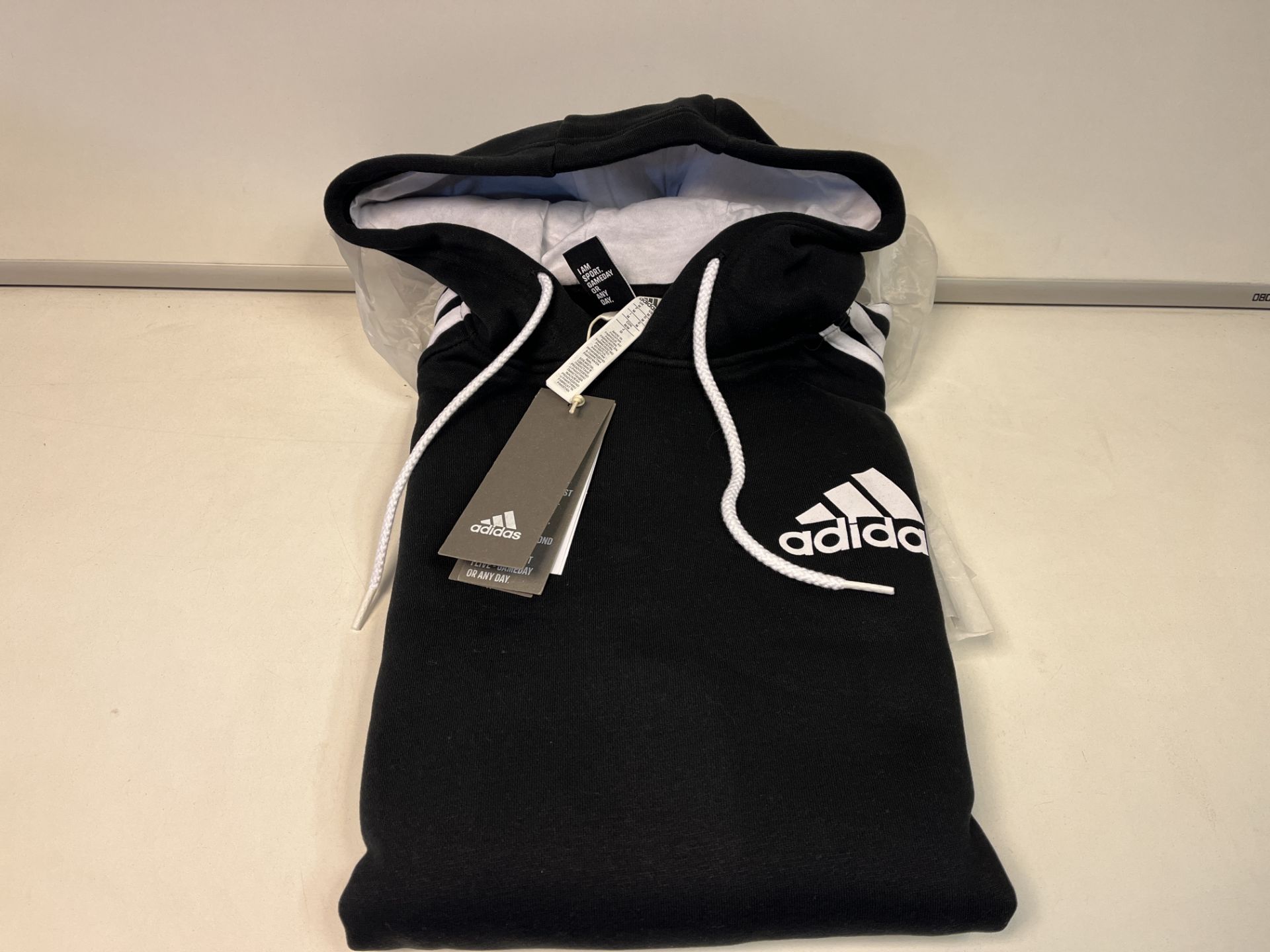 6 X BRAND NEW ADIDAS MENS 3 STRIPES LOGO OVER THE HEAD CASUAL HOODIES LOUNGEWEAR BLACK SIZE SMALL