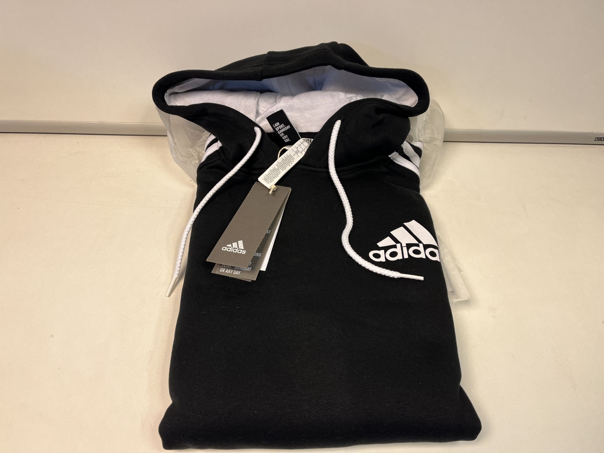 4 X BRAND NEW ADIDAS MENS 3 STRIPES LOGO OVER THE HEAD CASUAL HOODIES LOUNGEWEAR BLACK SIZE MEDIUM