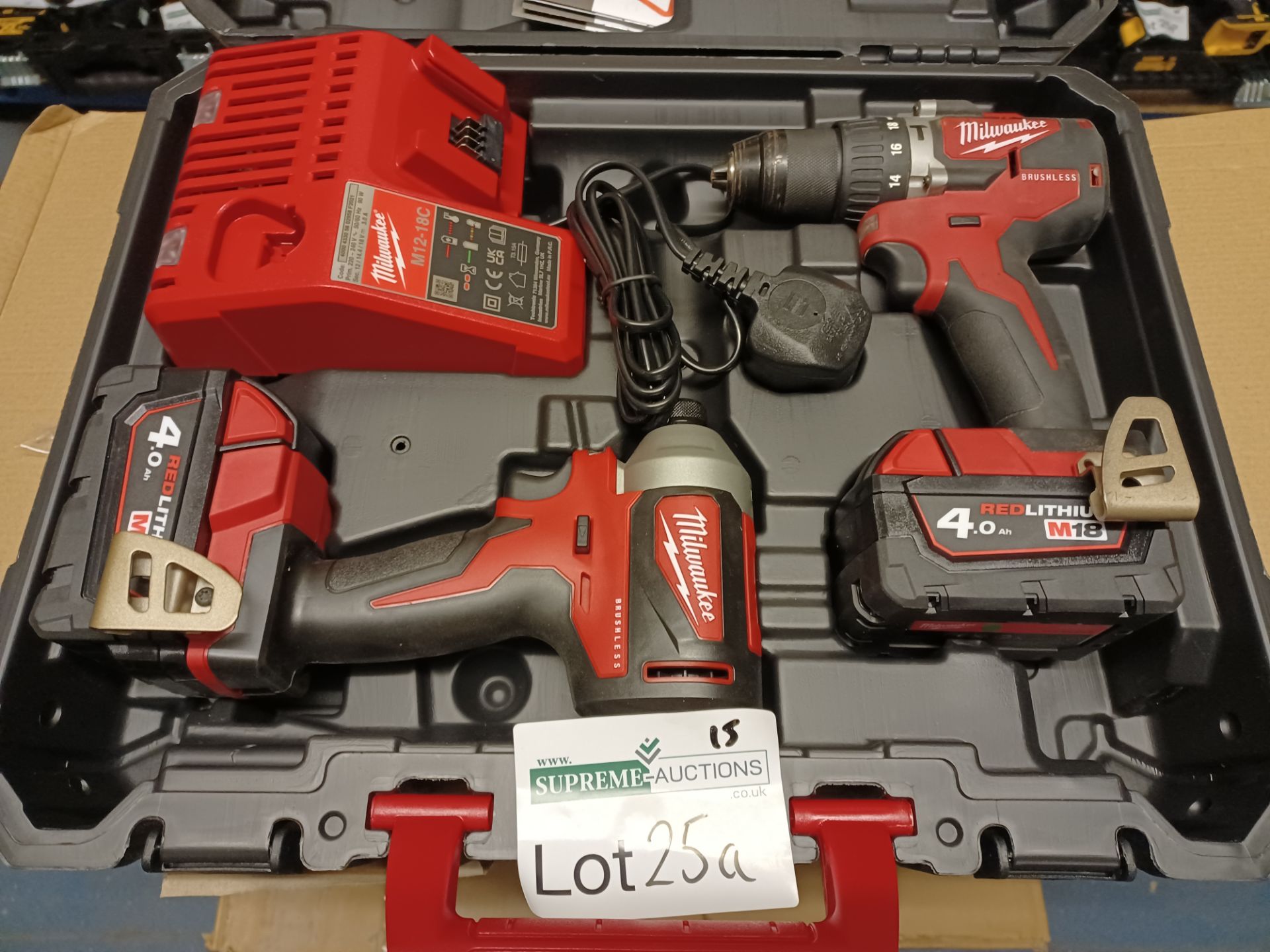 MILWAUKEE M18 CBLPP2A-402C 18V 4.0AH LI-ION REDLITHIUM BRUSHLESS CORDLESS COMBI DRILL & IMPACT