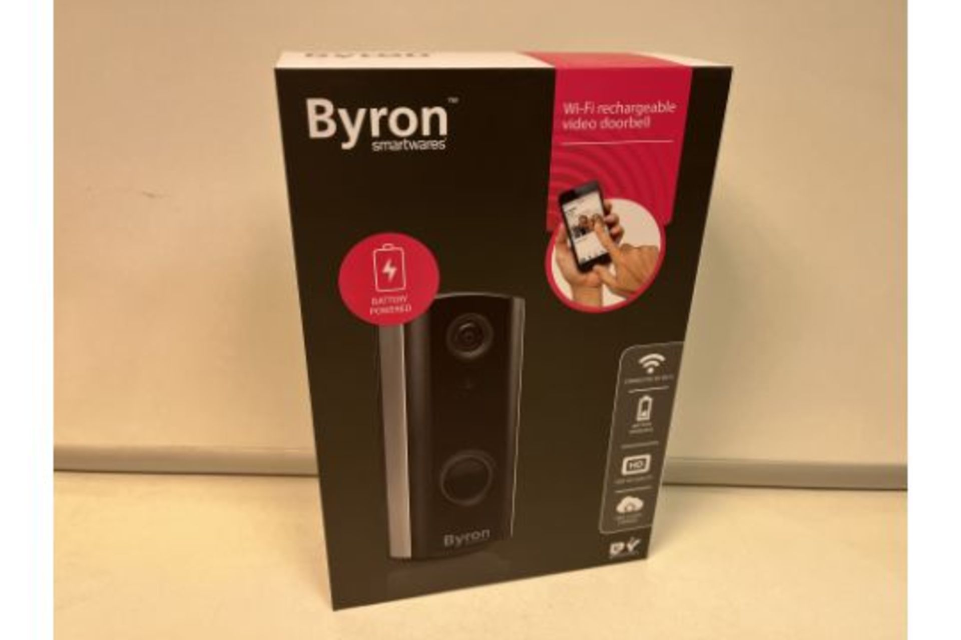 BRAND NEW BYRON SMARTWARES WI-FI RECHARGEABLE VIDEO DOORBELL R8