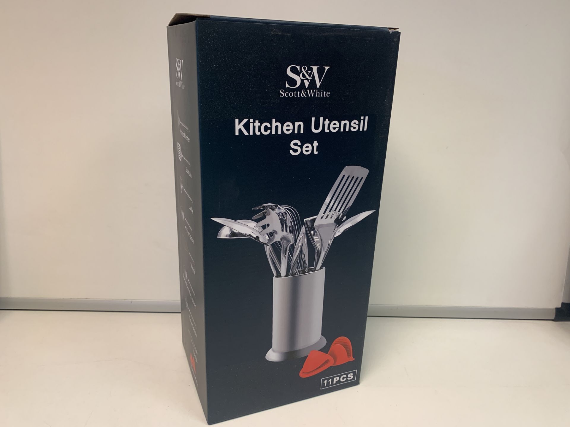 5 X NEW BOXED SCOTT & WHITE 11 PIECE KITCHEN UTENSIL SETS. RRP £59.99 EACH. STAINLESS STEEL,