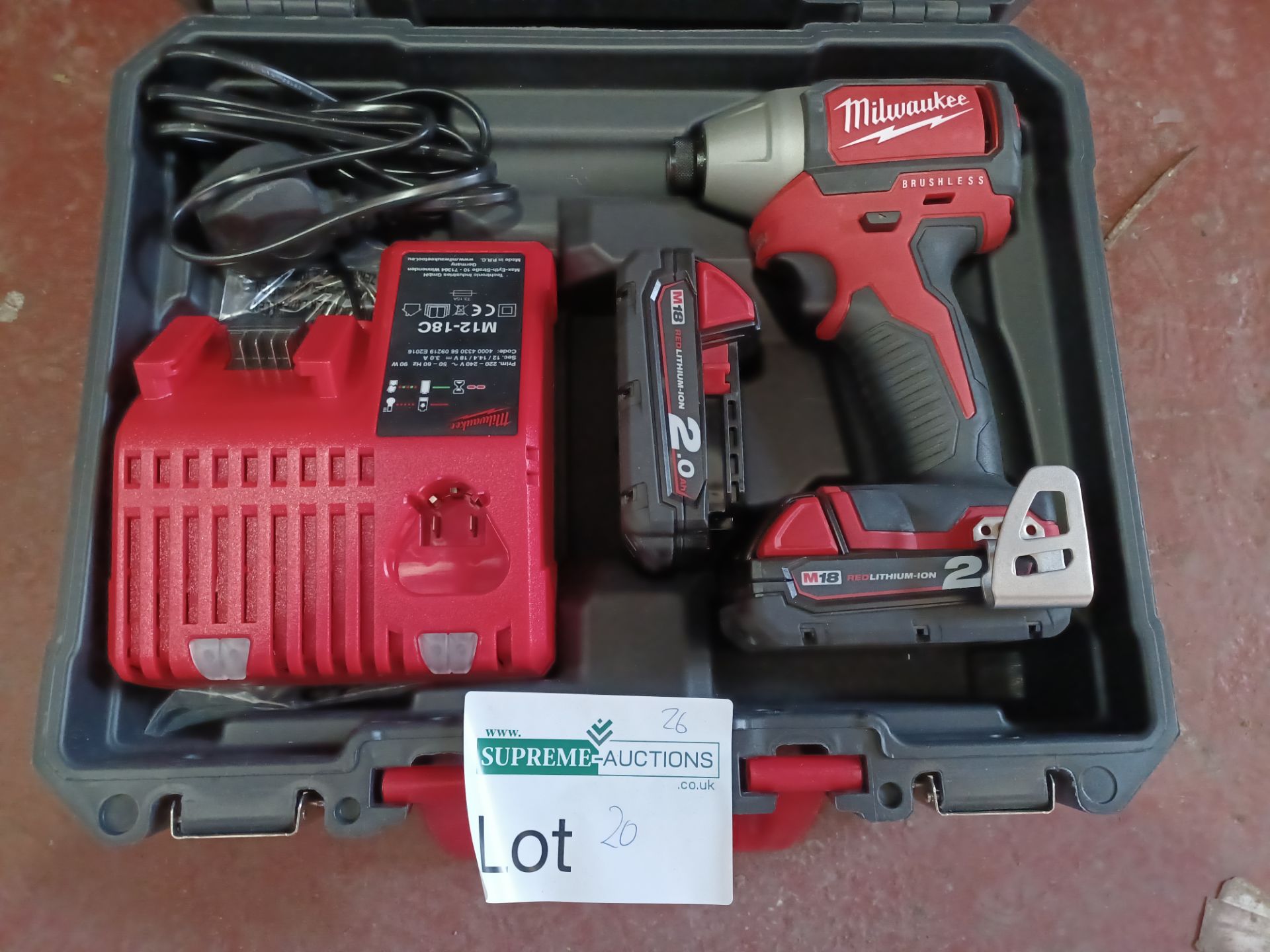 MILWAUKEE M18BLID2 M18 BLID-202C Brushless Impact Driver 18 Volt WITH 2 BATTERIES CHARGER AND