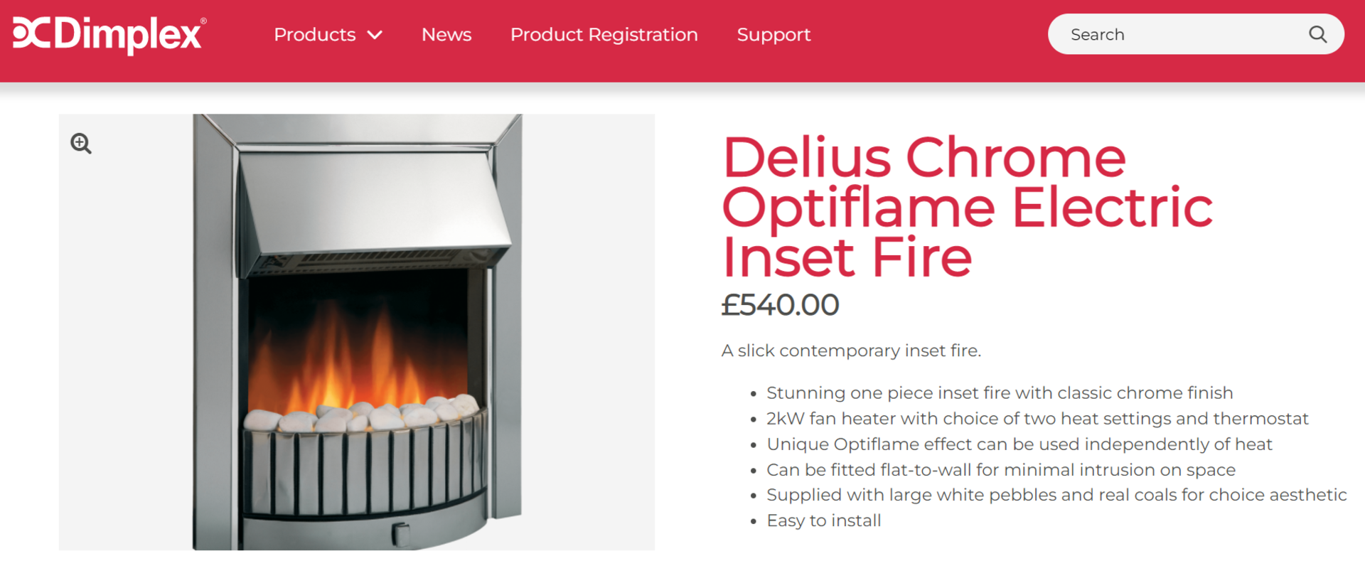 1 X BRAND NEW BOXED Delius Chrome Optiflame Electric Inset Fire RRP £540.00. A slick contemporary