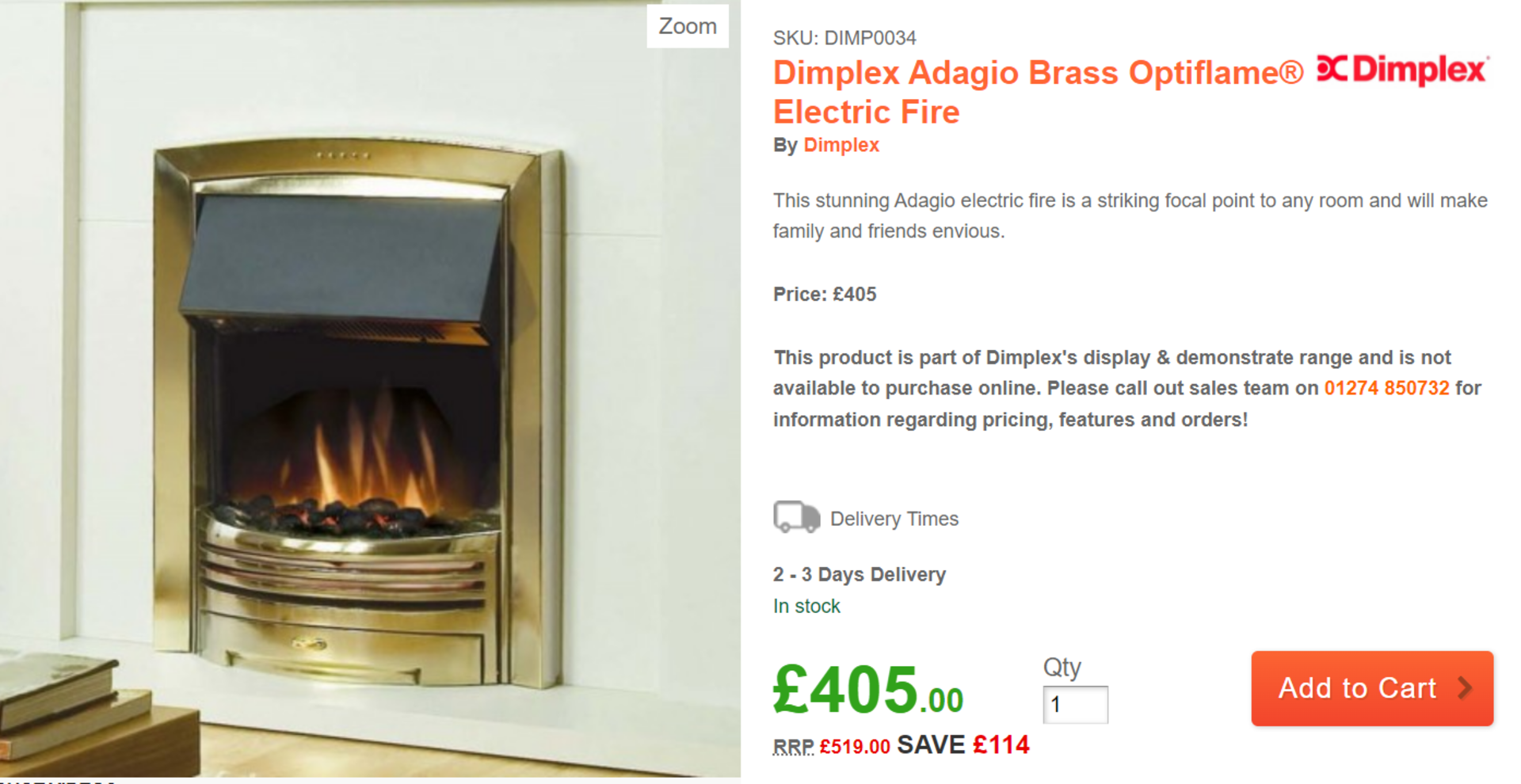 2 x BRAND NEW BOXED Dimplex Adagio Brass Optiflame Electric Fire. RRP £495 each, giving this lot a
