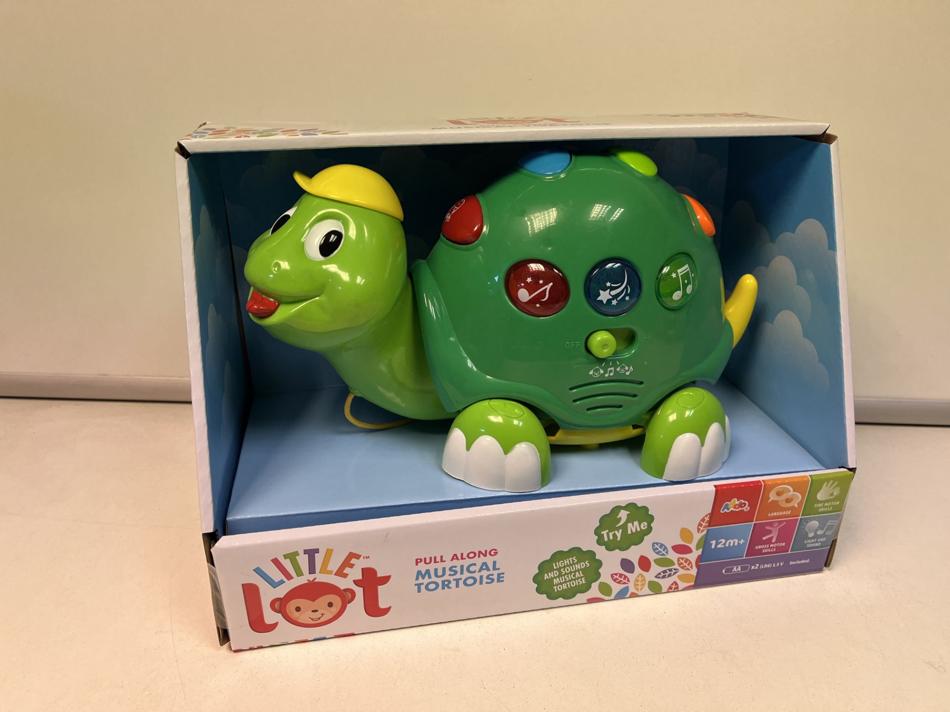 6 X BOXED ADDO LITTLE LOT PULL ALONG MUSICAL TORTOISE. LIGHTS & SOUNDS. (ROW9)