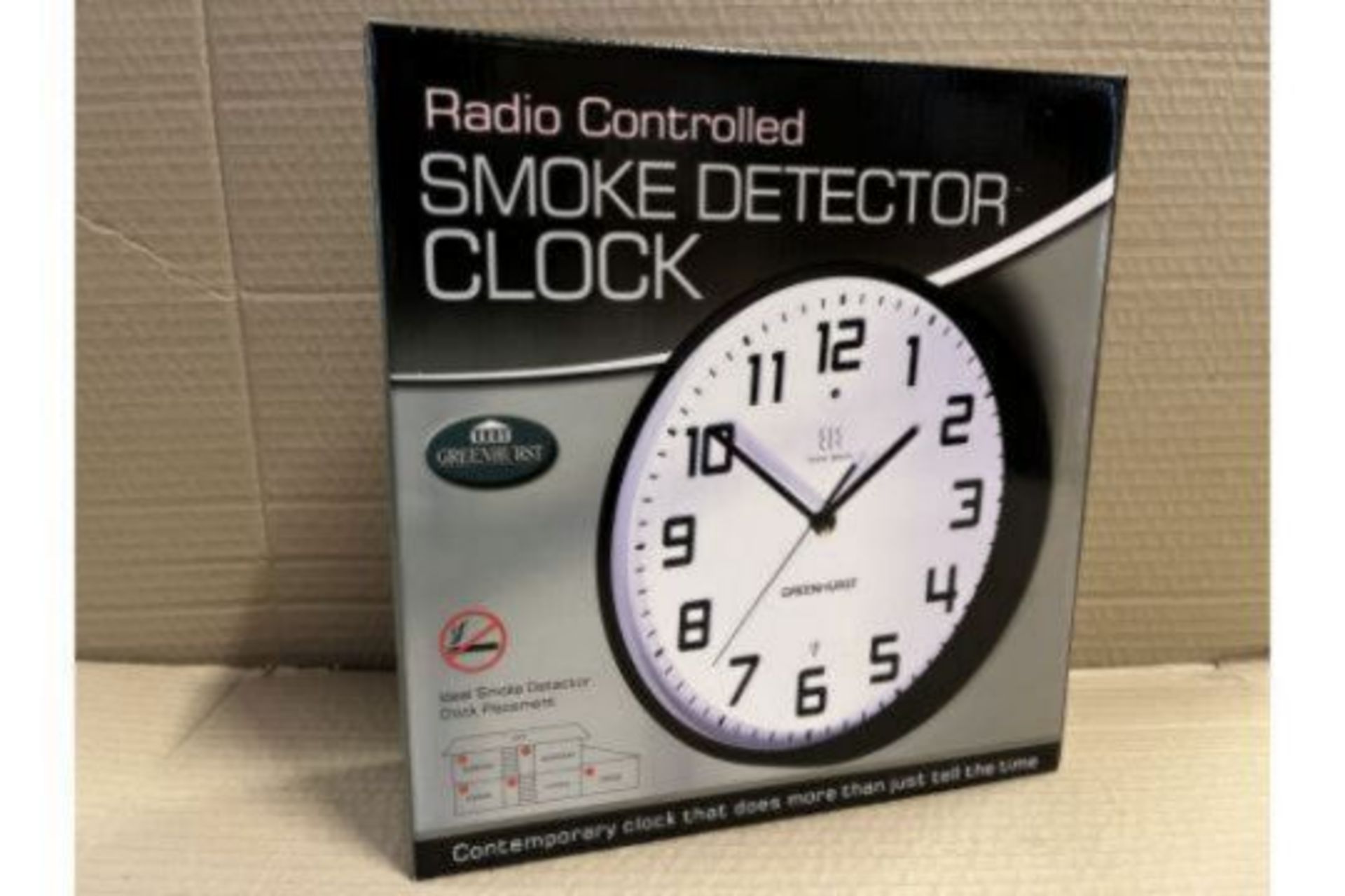10 X BRAND NEW GREENHURST RADIO CONTROLLED SMOKE DETECTOR CLOCKS RRP £45 EACH S1P25