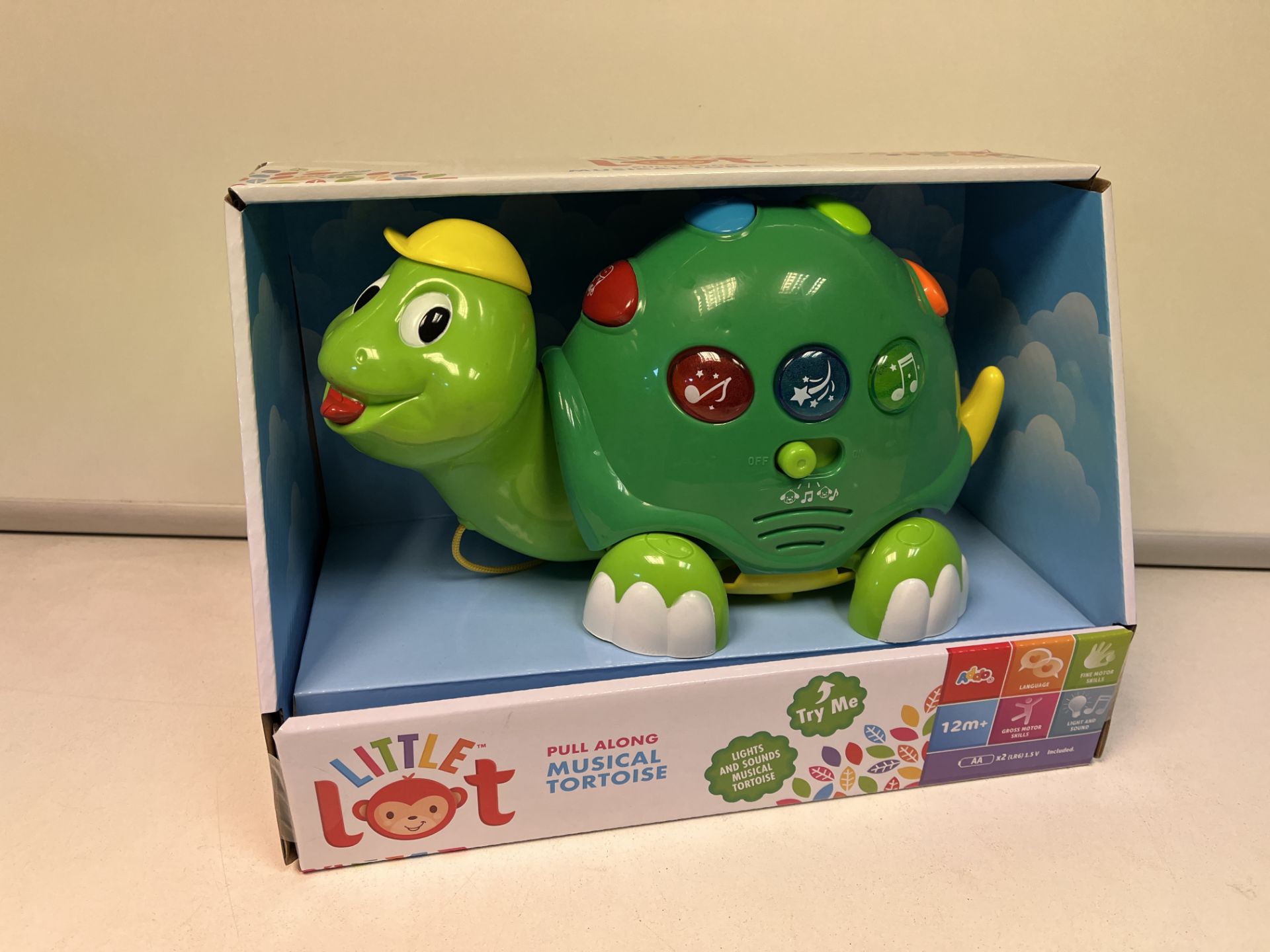 6 X BOXED ADDO LITTLE LOT PULL ALONG MUSICAL TORTOISE. LIGHTS & SOUNDS. (ROW9)