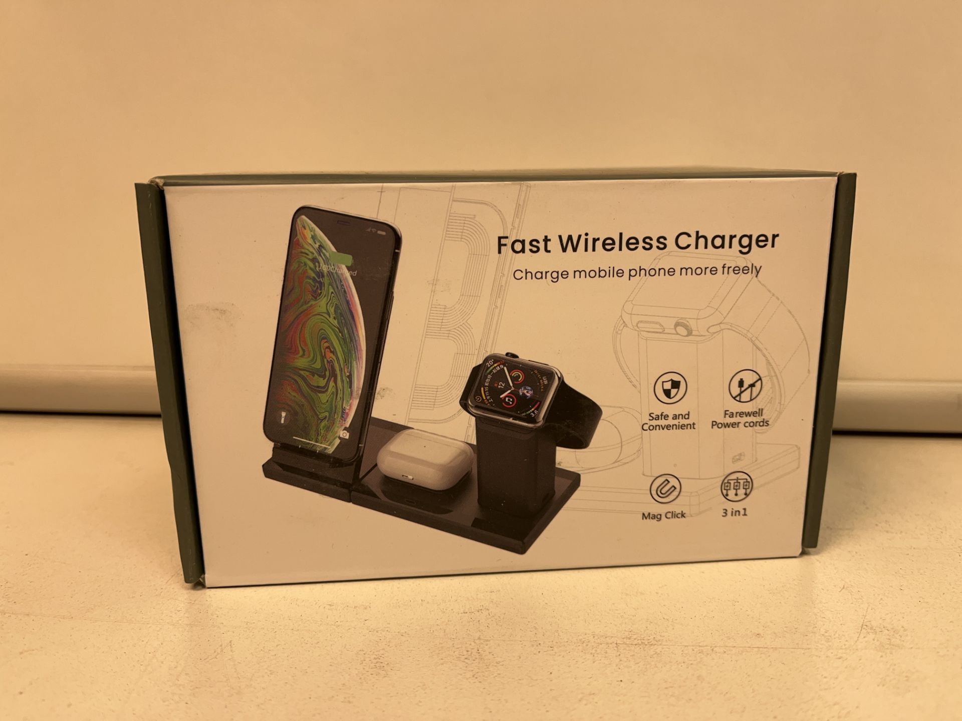 12 X BRAND NEW FAST WIRELESS CHARGER 3 IN 1 EAR PODS, PHONE AND WATCH MAGNETIC CLICK S1P
