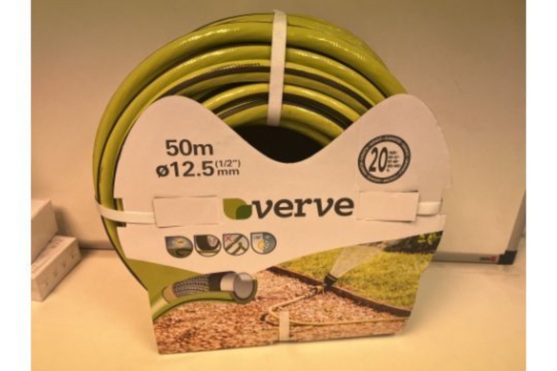 2 X NEW PACKAGED VERVE 50M (12.5MM THICK) HEAVY DUTY HOSE PIPES (ROW5)