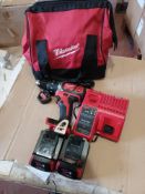 MILWAUKEE M18 BPD LI ION BRUSHLESS WITH 2 BATTERIES CHARGER AND CARRY KIT - BW