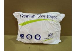 96 X BRAND NEW PACKS OF 100 PREMIUM DRY WIPES IN 3 BOXES R15