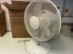 4 X NEW BOXED AOBA 28CM 11 INCH WHITE OSCILLATING DESK FANS (ROW3)