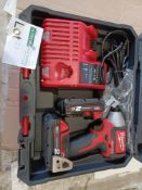 MILWAUKEE M12 BID-202C 12V 2.0AH LI-ION REDLITHIUM CORDLESS IMPACT DRIVER WITH 2 BATTERIES CHARGER