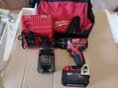MILWAUKEE M18 BPD LI ION BRUSHLESS WITH 2 BATTERIES CHARGER AND CARRY KIT - BW