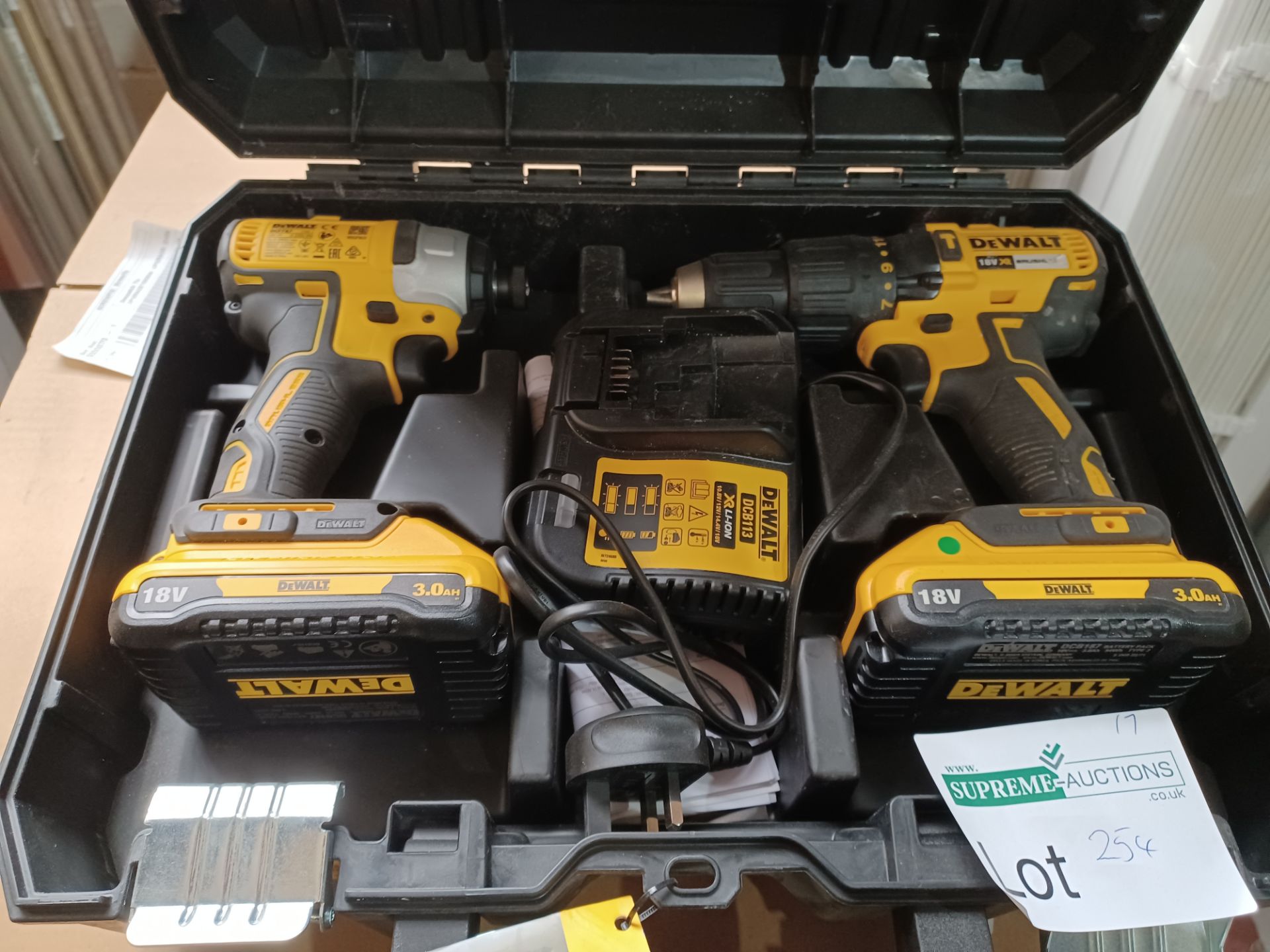 DEWALT DCK2060L2T-SFGB 18V 3.0AH LI-ION XR BRUSHLESS CORDLESS TWIN PACK WITH 2 BATTERIES CHARGER AND