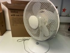 4 X NEW BOXED AOBA 28CM 11 INCH WHITE OSCILLATING DESK FANS (ROW3)